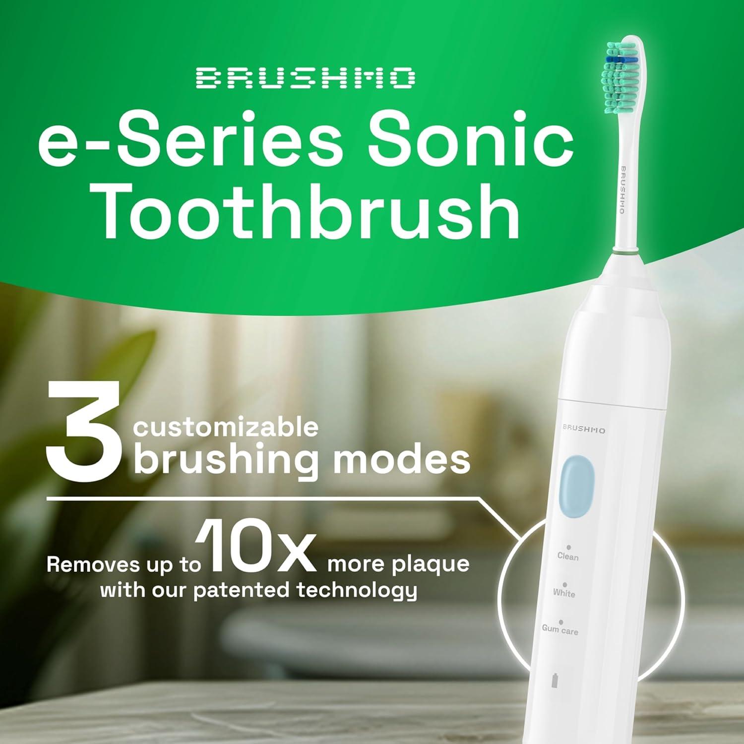Cepillo de dientes eléctrico Brushmo e-Series - Blanco, 3 modos