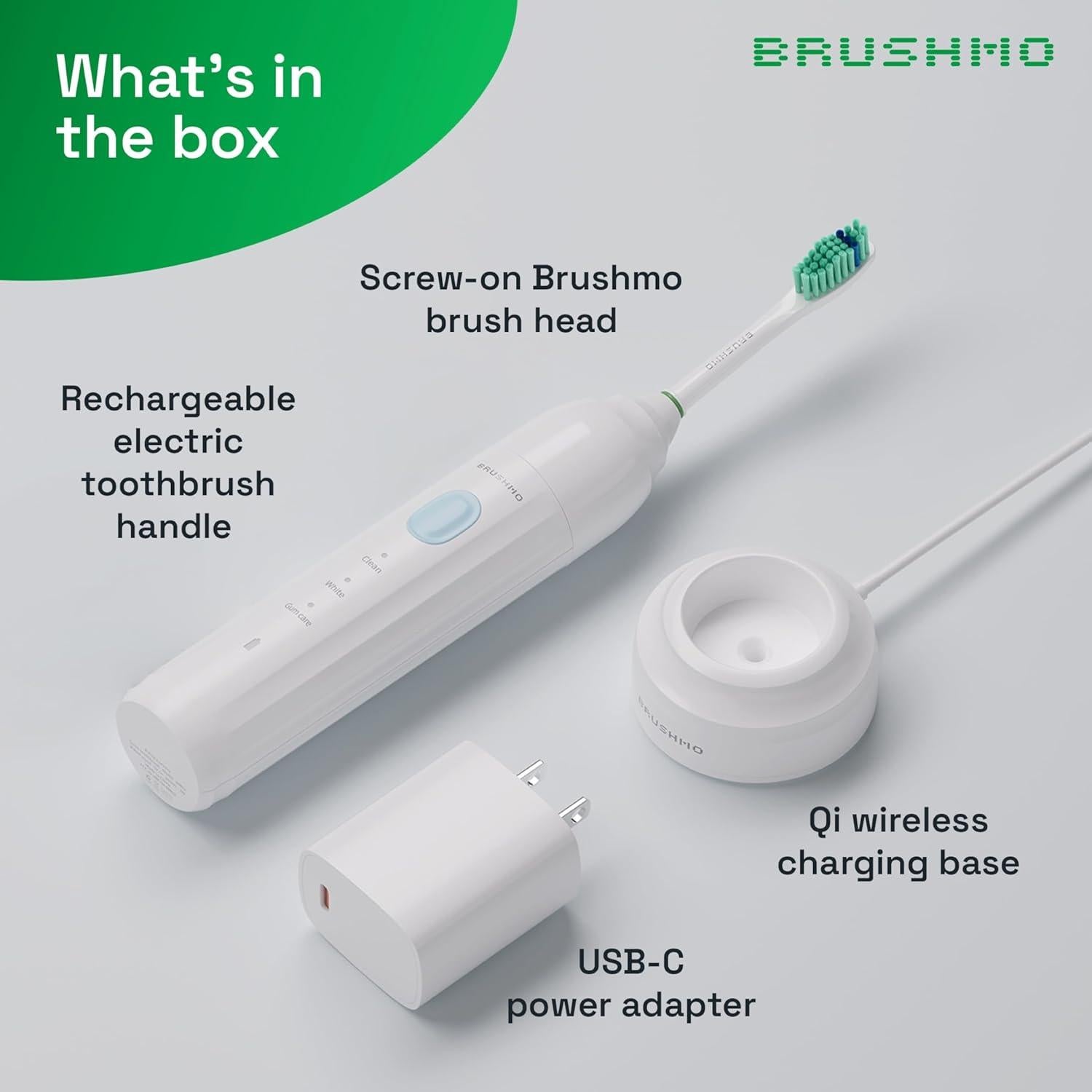 Cepillo de dientes eléctrico Brushmo e-Series - Blanco, 3 modos