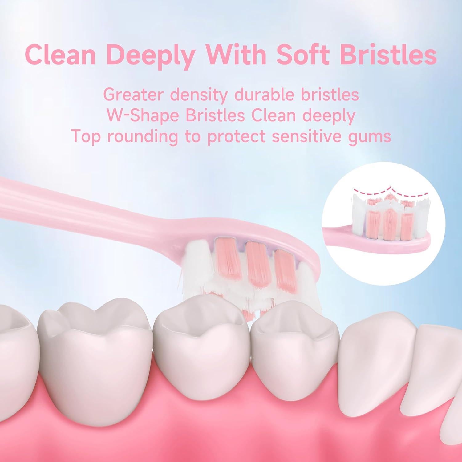 Cepillo de dientes eléctrico PERECT rosa con 6 cabezales y 5 modos