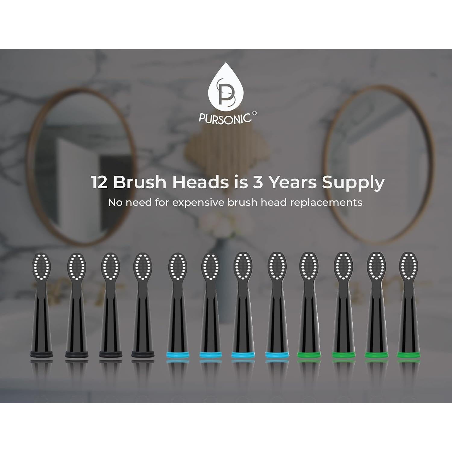 Cepillo de dientes sónico Pursonic TBUSB200-12 Negro 38000 RPM