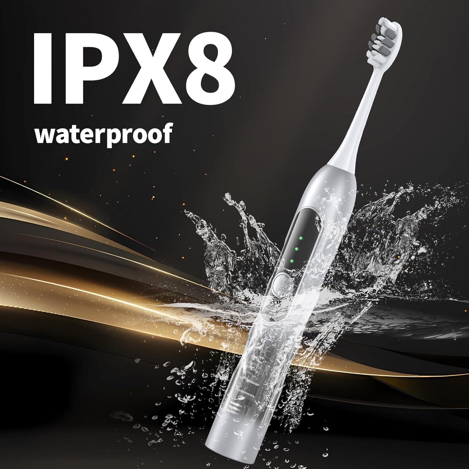 Cepillo de dientes eléctrico Lumivoid plata 10 cabezales 5 modos