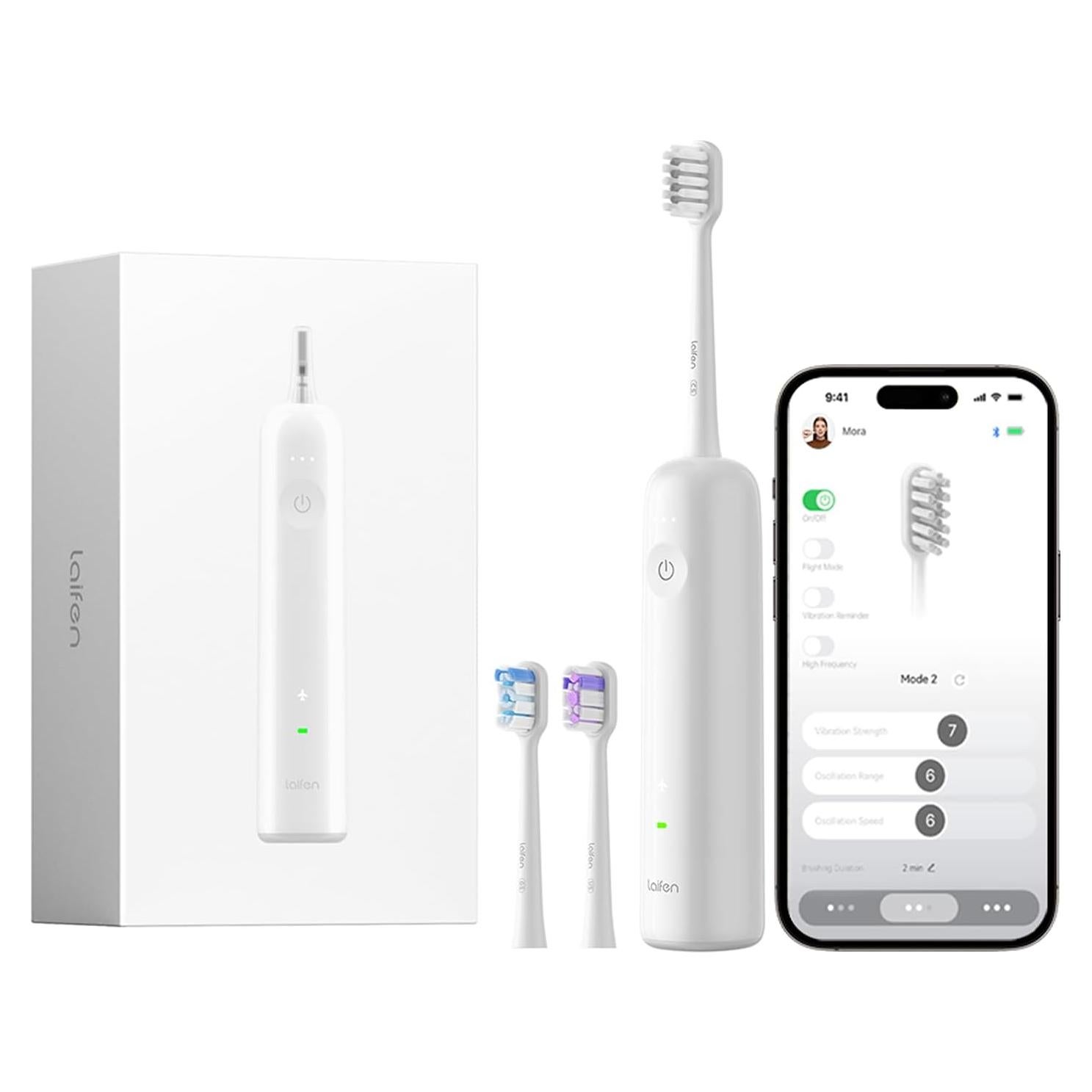 Cepillo de Dientes Eléctrico Laifen Wave, 66,000 Vibraciones, 3 Cabezas