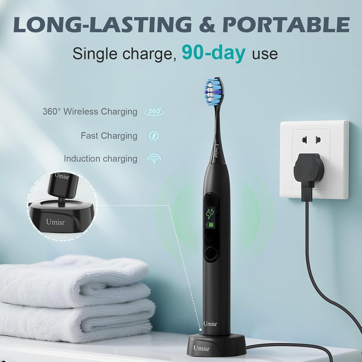 Cepillo de dientes eléctrico Umisr D92 con 5 modos y 90 días de batería