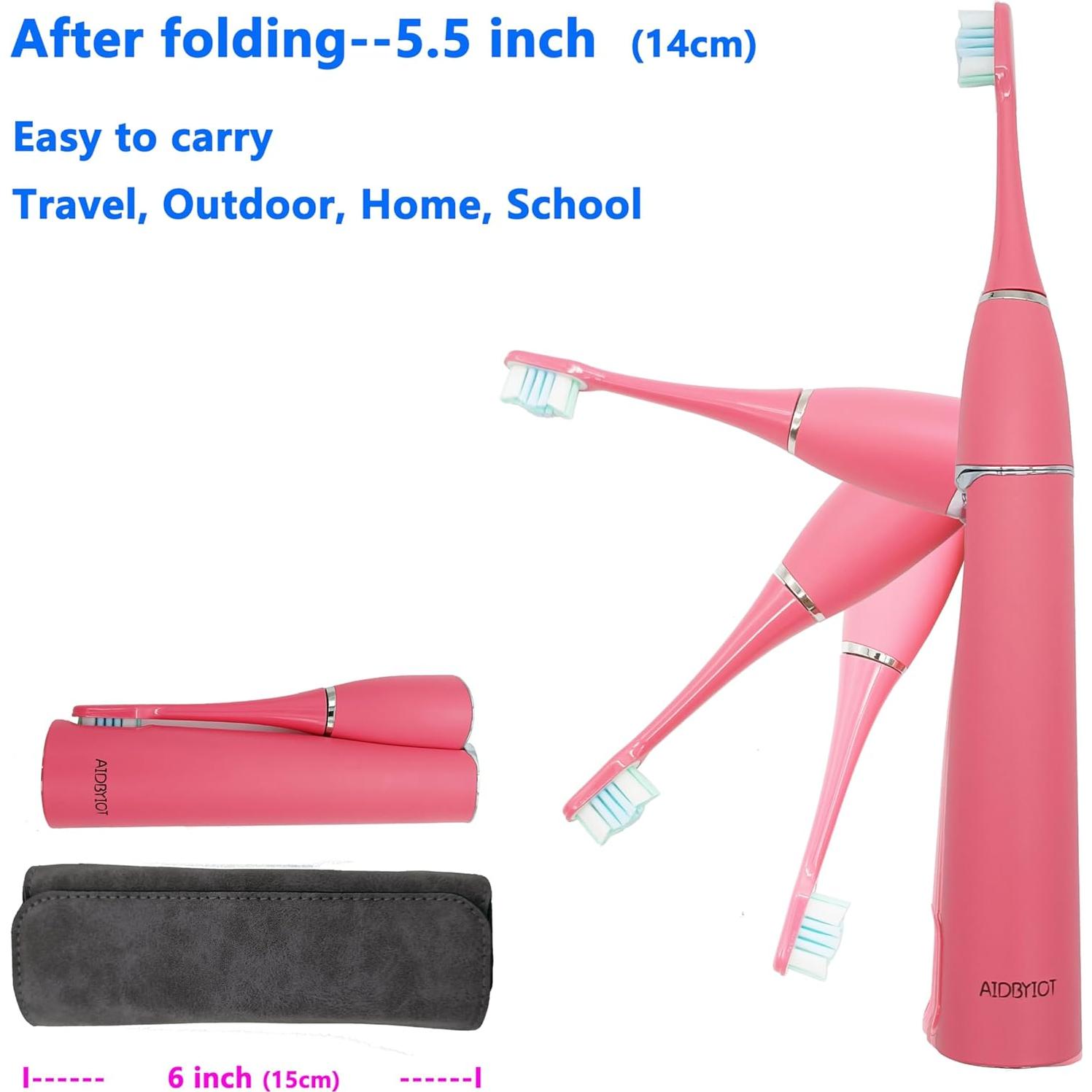 Cepillo de dientes eléctrico Sonic Lingmai UET-H01 rosa plegable