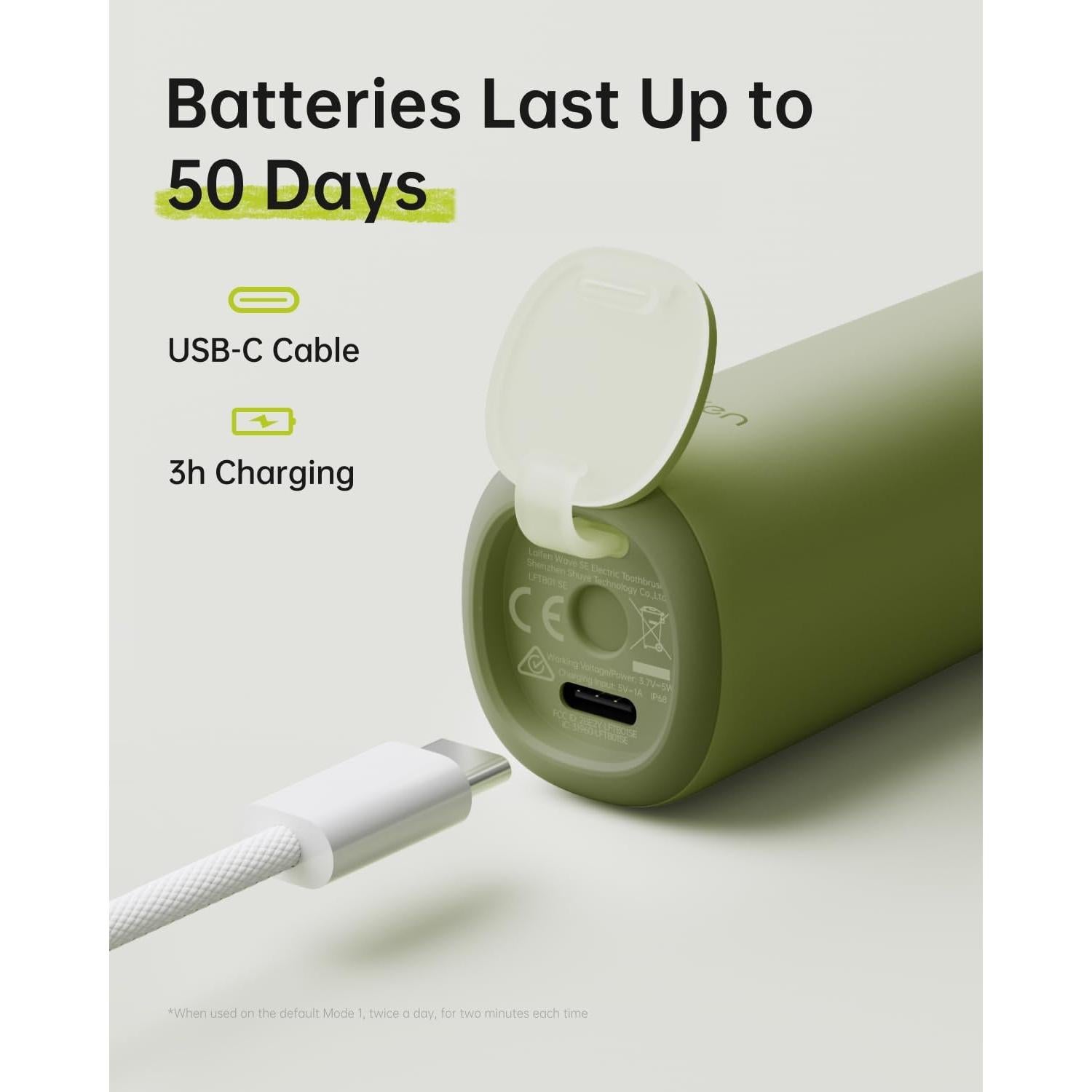 Cepillo de Dientes Eléctrico Laifen Wave SE Verde, 2 Cabezas