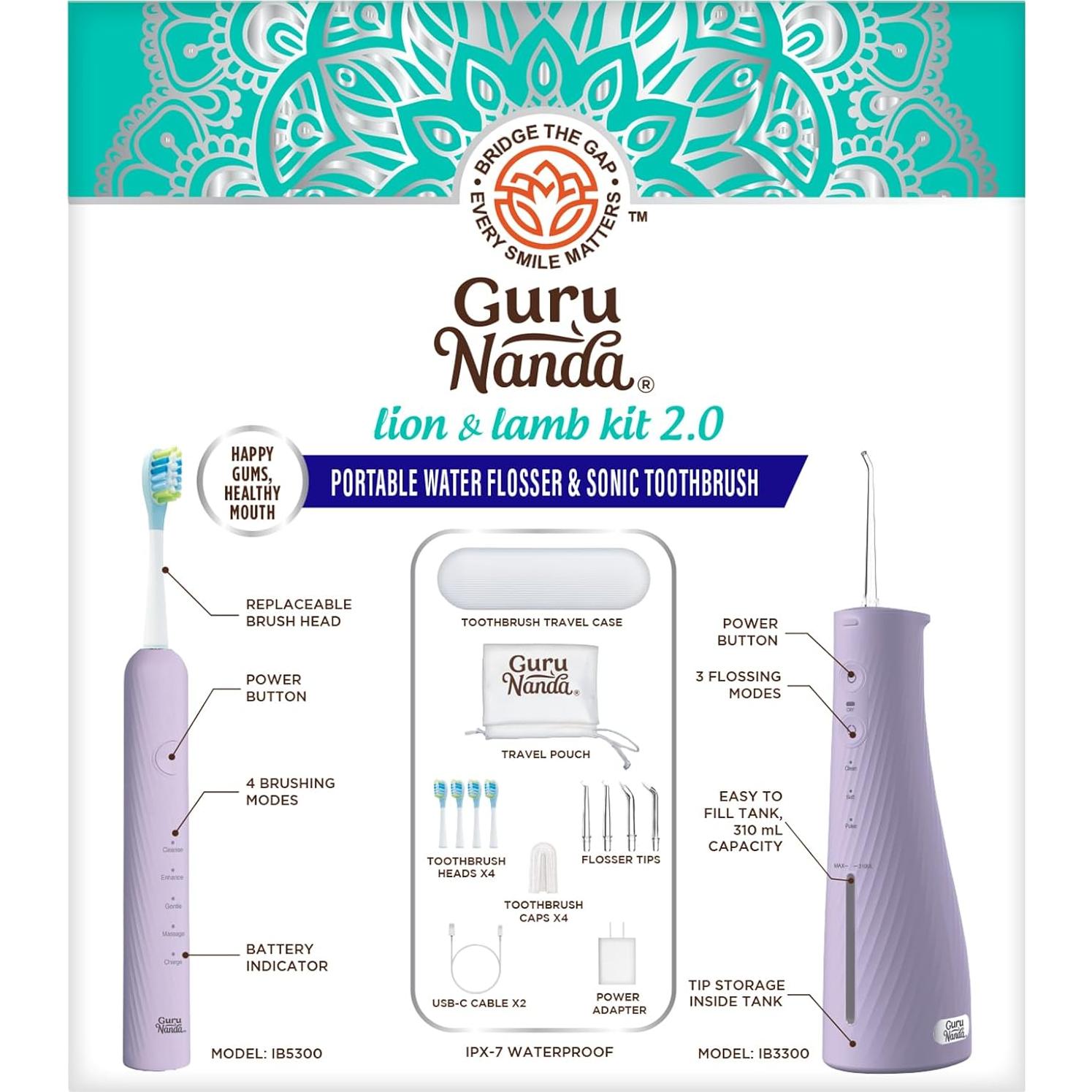 Kit de Cuidado Oral GuruNanda León y Cordero 2.0 - Cepillo Eléctrico y Irrigador