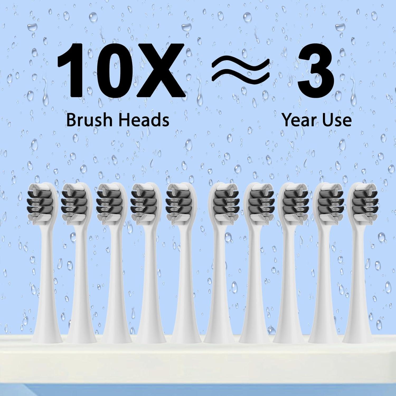 Cepillo de Dientes Eléctrico Sonic Fairir con 10 Cabezas, IPX8