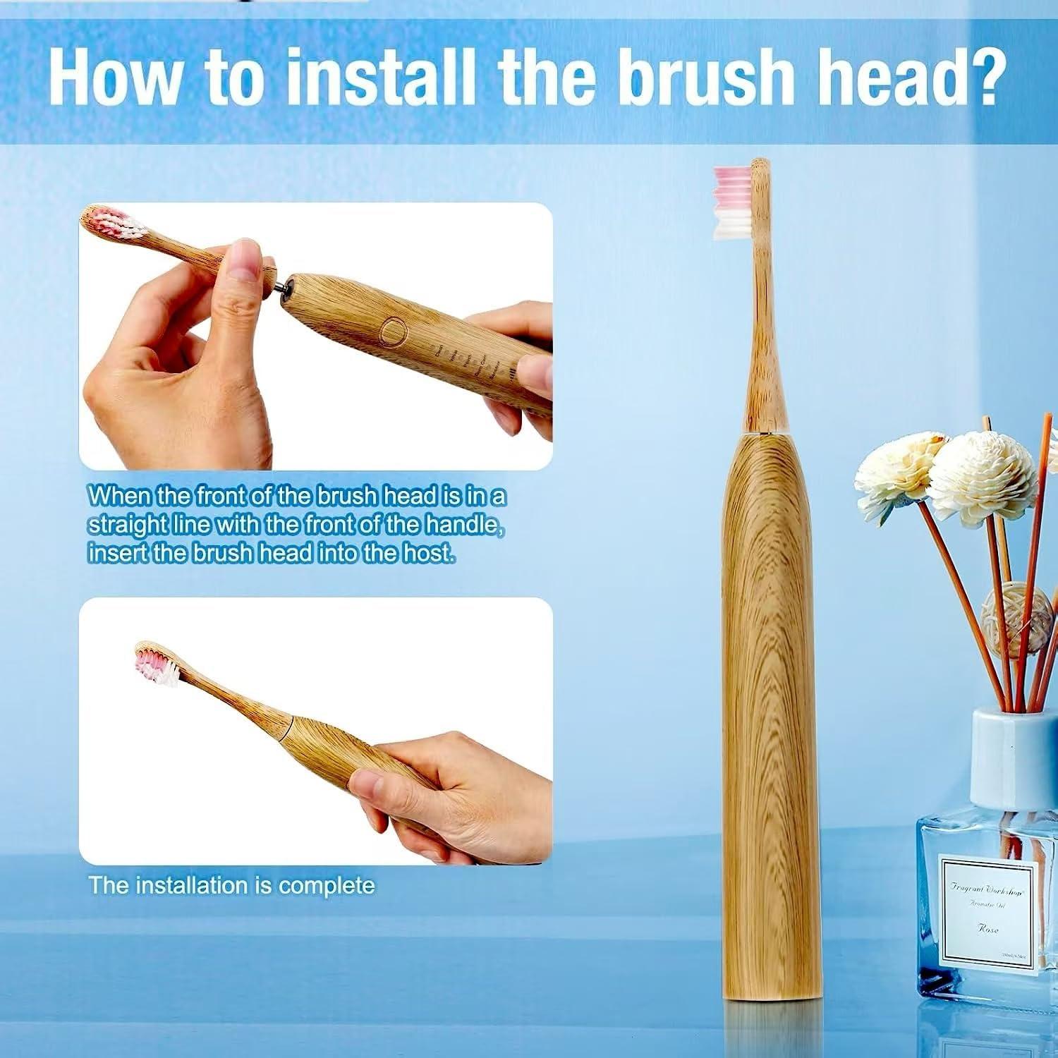 Cepillo de Dientes Eléctrico MgcSto de Bambú - 4 Cabezas Reemplazables