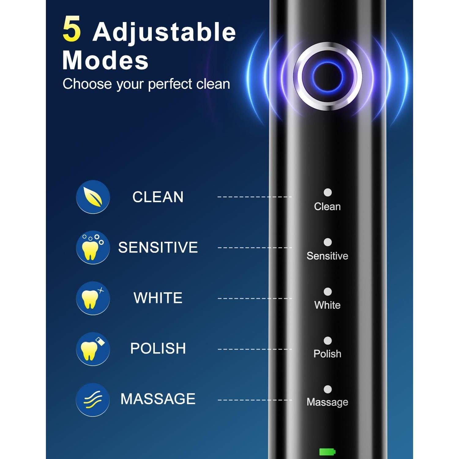 Cepillo de Dientes Eléctrico Rtauys R6 con 8 Cabezas y 5 Modos