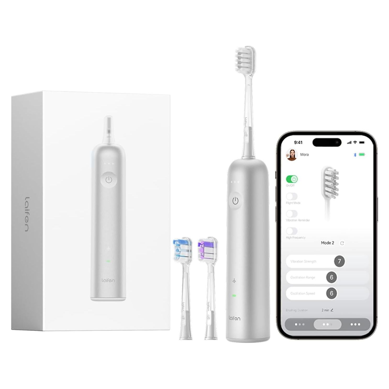 Cepillo de Dientes Eléctrico Laifen Wave, 66,000 Vibraciones, 3 Cabezas