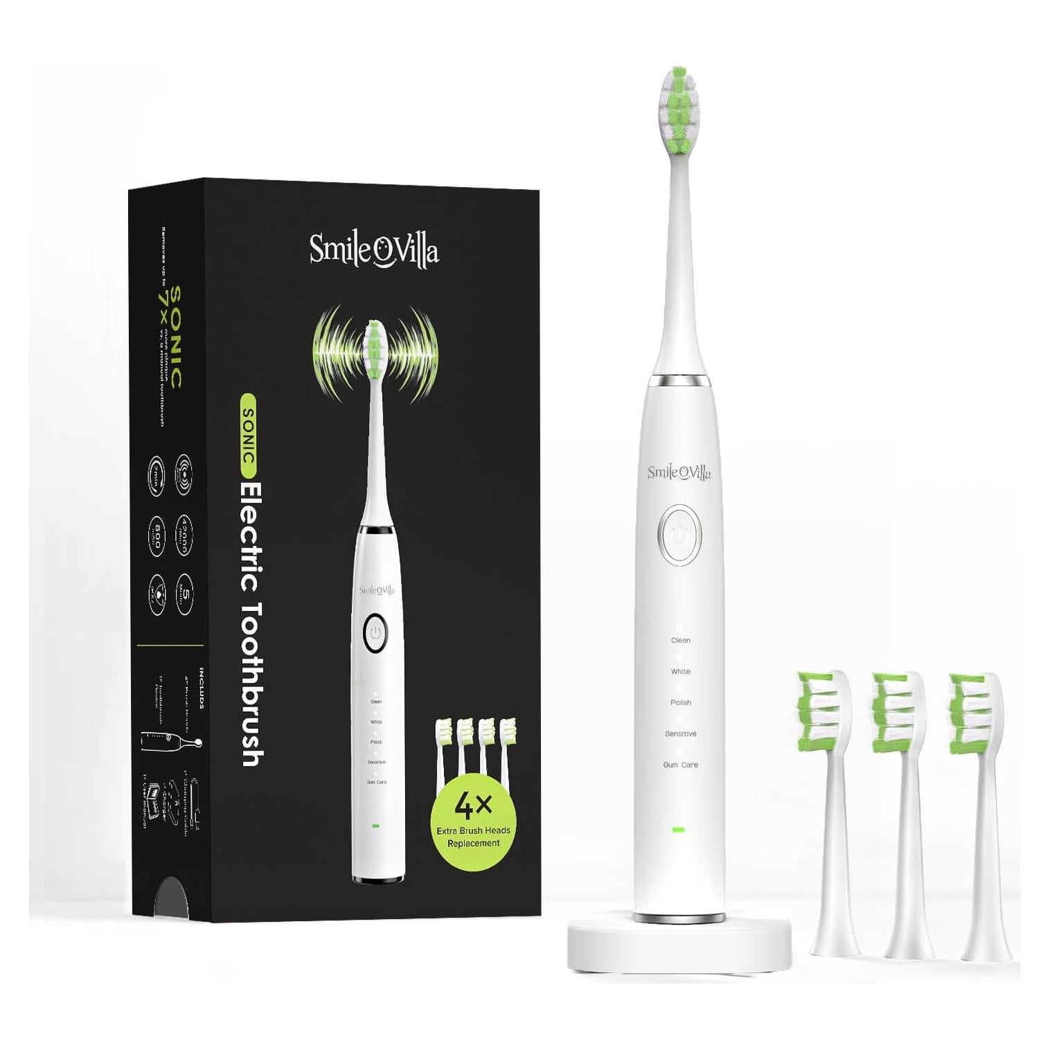 Cepillo de Dientes Eléctrico Sonic Smile-O-Villa con 4 Cabezas