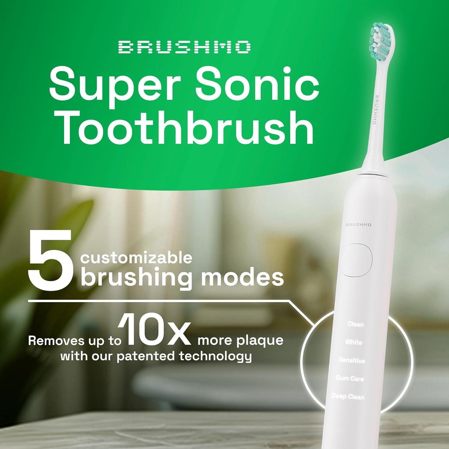 Cepillo de Dientes Eléctrico Brushmo BM01 Blanco con 4 Cabezas