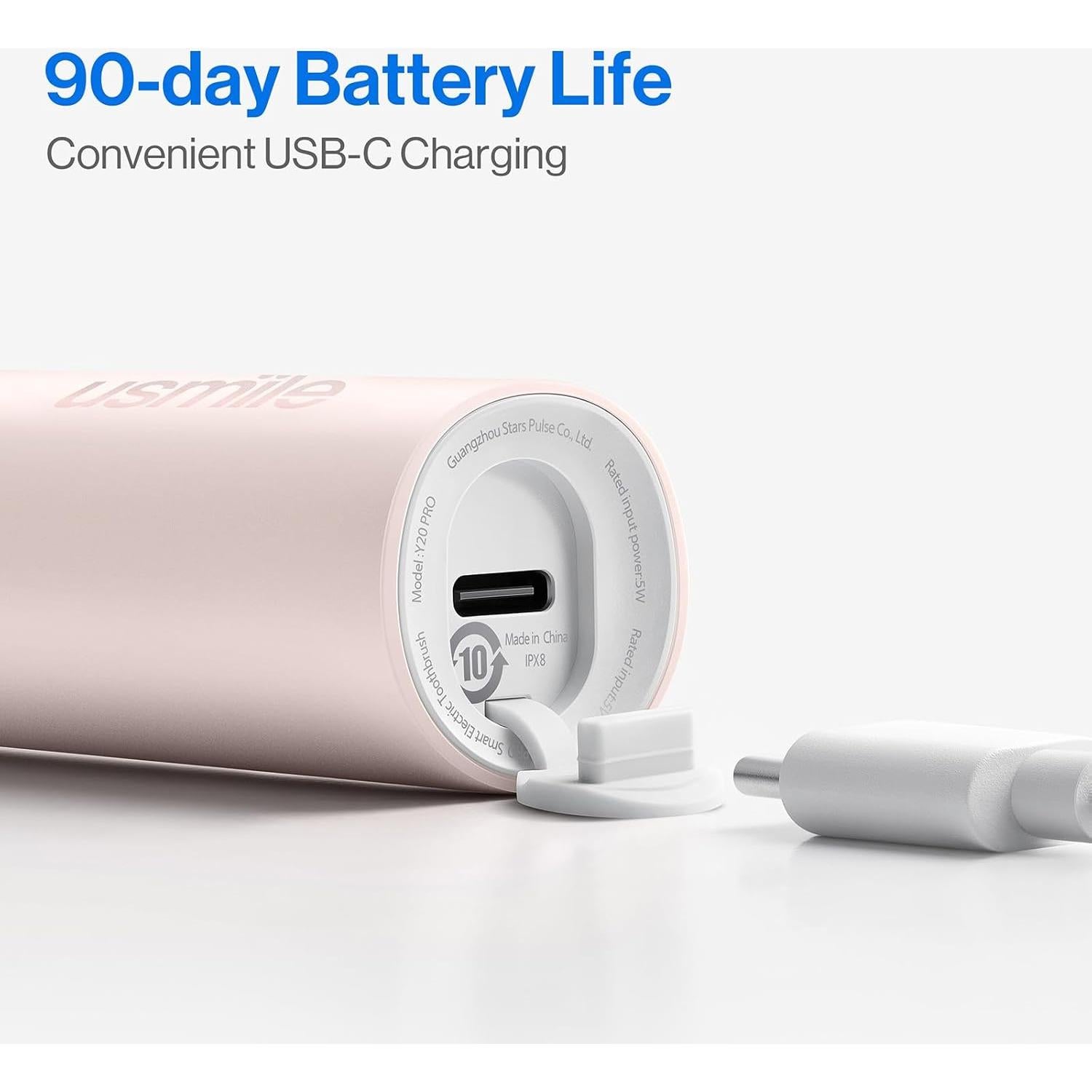 Cepillo de Dientes Eléctrico usmile Y20PRO Rosa, 4 Modos, App