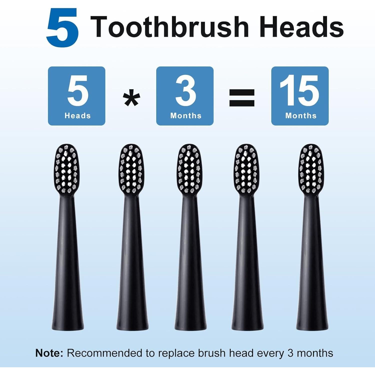 Cepillo de Dientes Eléctrico Sonic SunoFi Negro 5 Modos IPX7