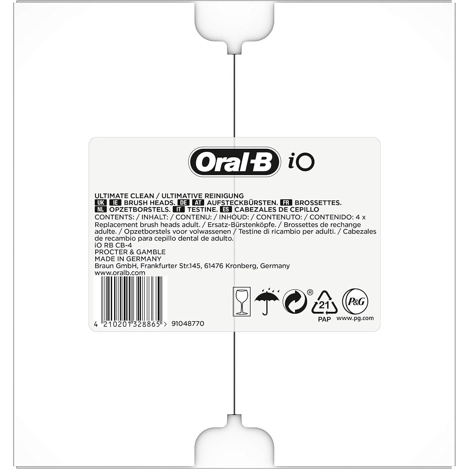 Cabezal de cepillo Oral-B iO Ultimate Clean, 4 unidades, negro