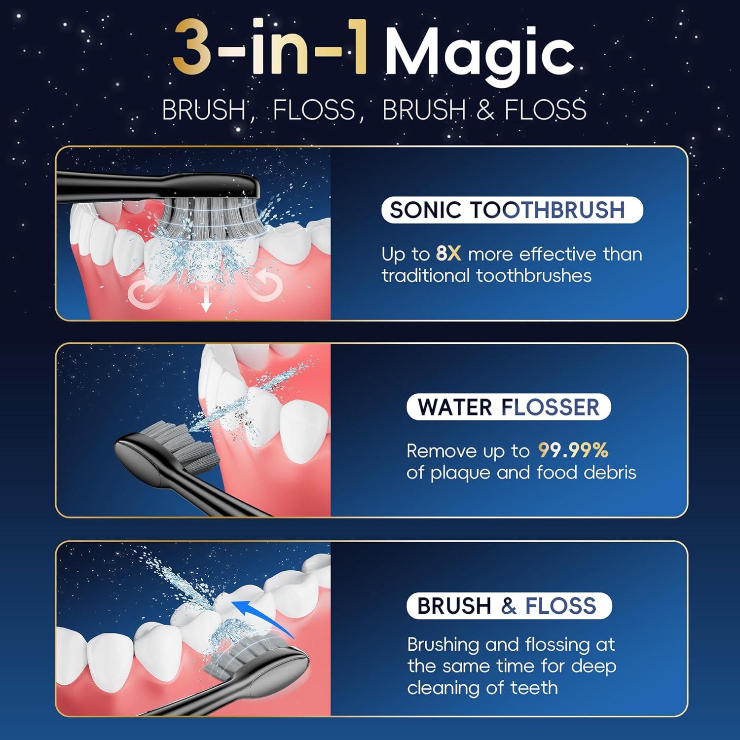 Cepillo de dientes eléctrico OILSAO con irrigador 2 en 1