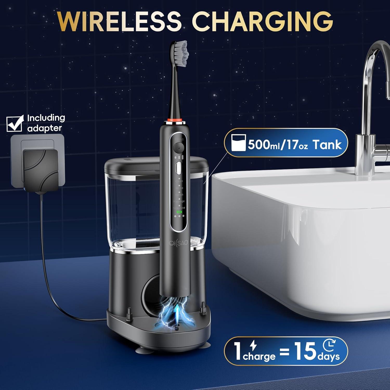 Cepillo de dientes eléctrico OILSAO con irrigador 2 en 1