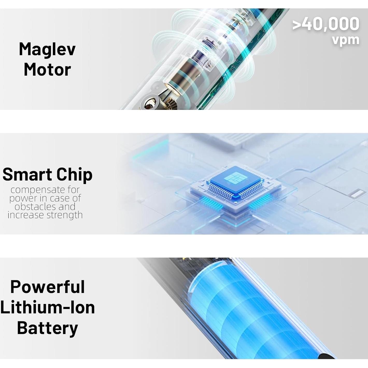 Cepillo de dientes eléctrico Seapeoa S2 con 10 cabezales, IPX8
