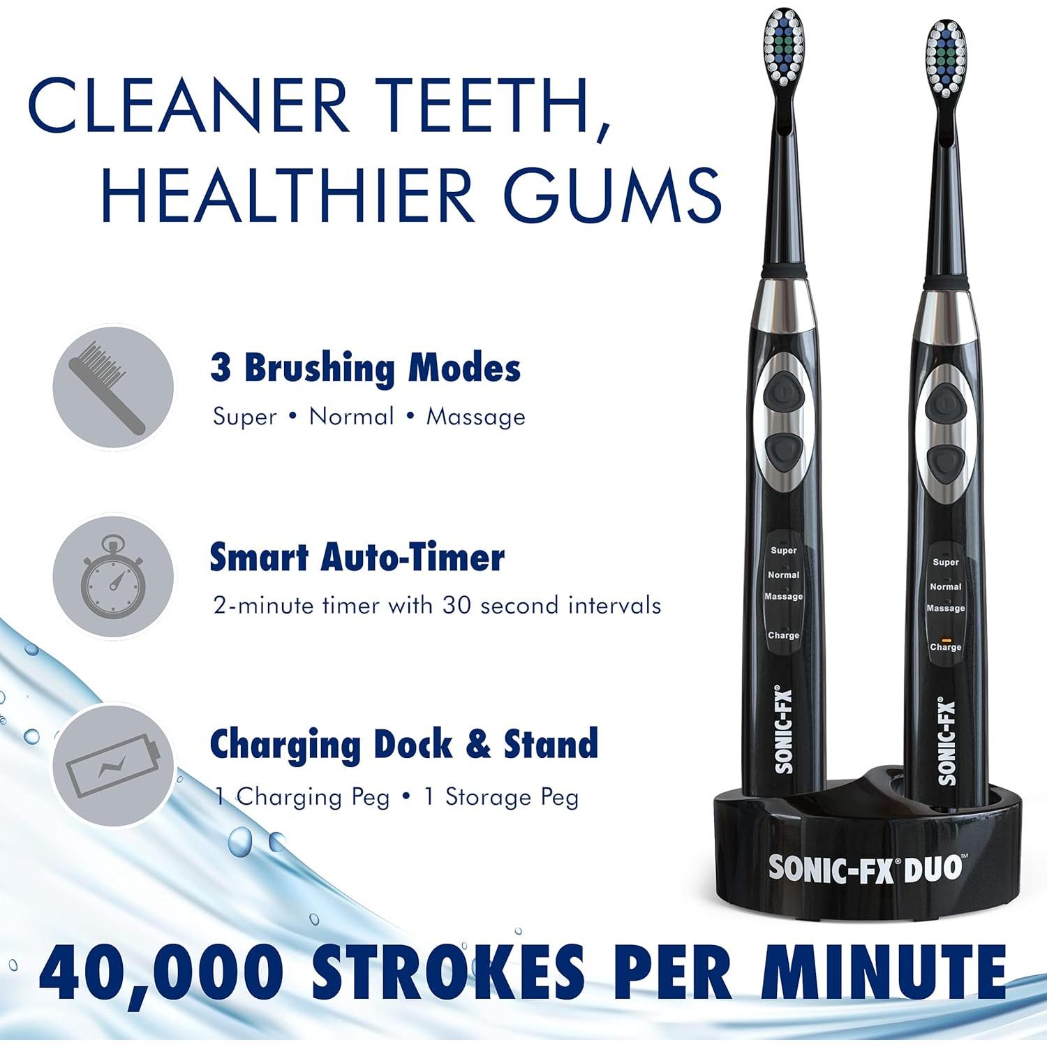 Cepillo de Dientes Eléctrico Recargable Sonic-FX Duo Negro