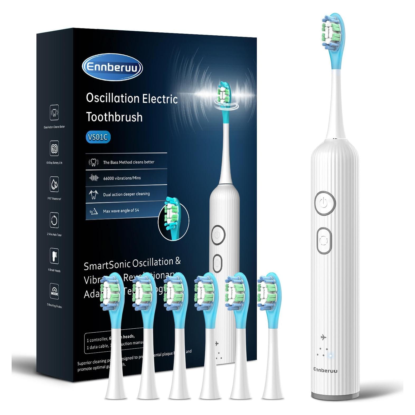 Cepillo de dientes eléctrico Sonic Relish con 6 cabezales IPX7