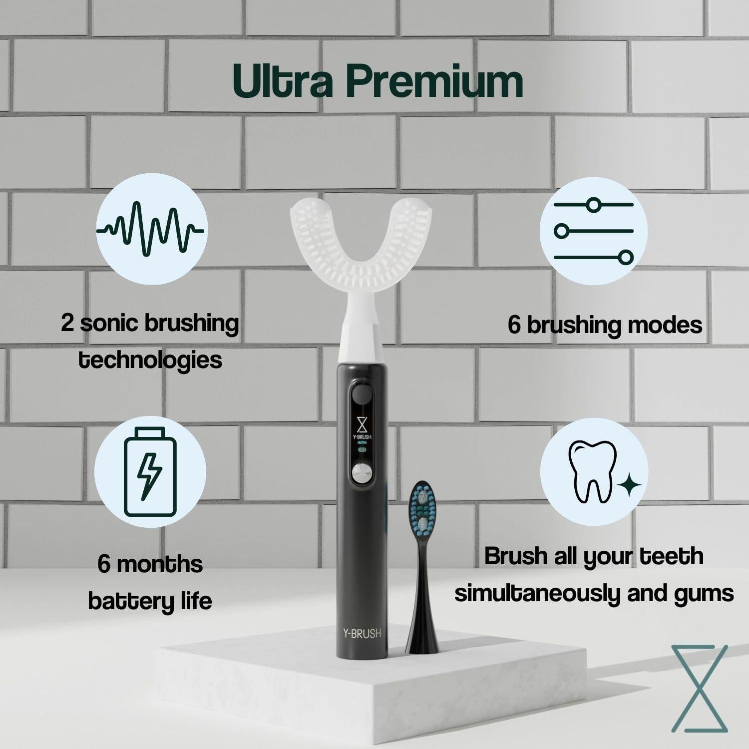 Y-Brush Ultra Premium 2025 - Cepillo de Dientes Sónico 6 Modos