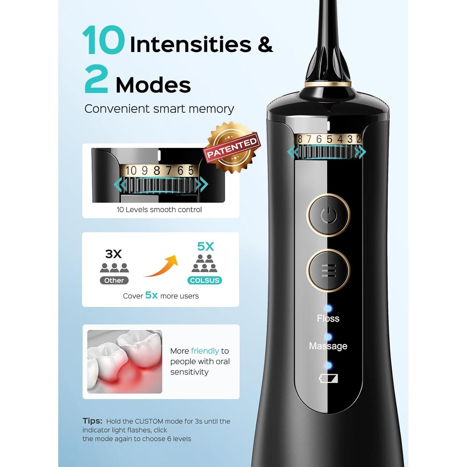 Irrigador Dental Portátil COSLUS E40 - 10 Niveles de Presión