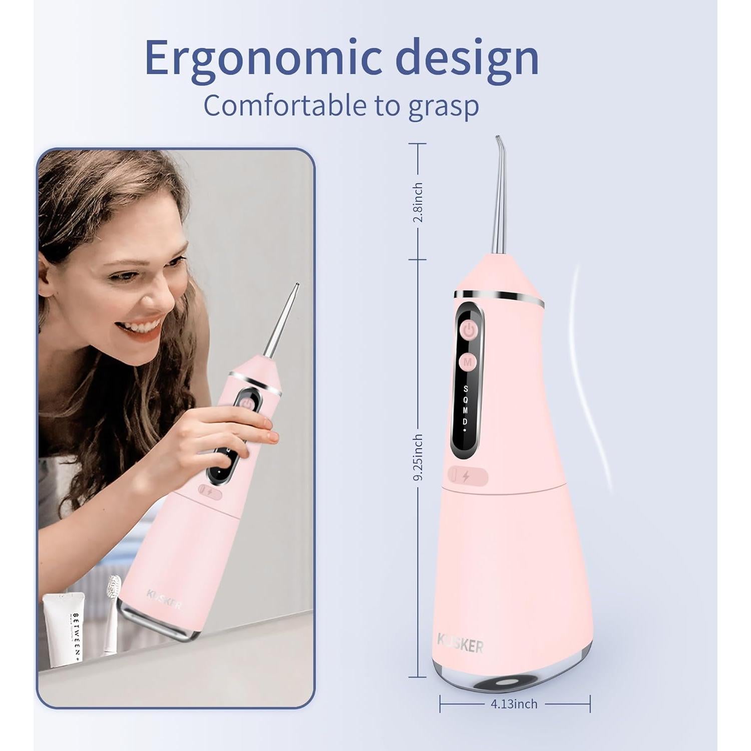 Irrigador Oral Inalámbrico KUSKER 500ML Rosa Cálido 5 Modos