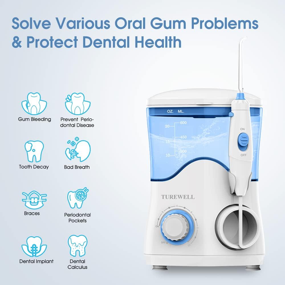 Irrigador Dental TUREWELL FC162 600ML 10 Niveles de Presión Blanco