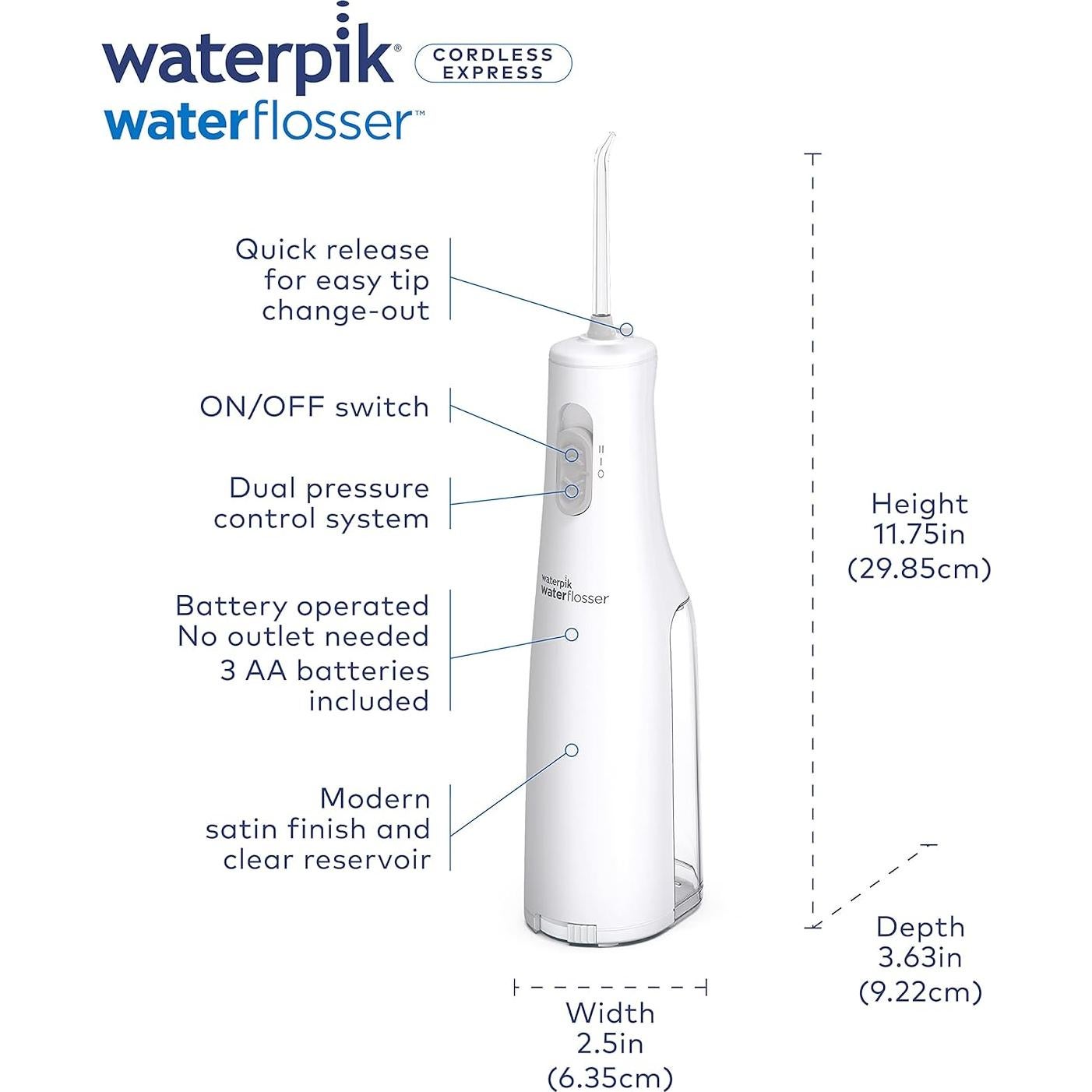 Hilo Dental Portátil Waterpik Cordless Express WF-02 Blanco
