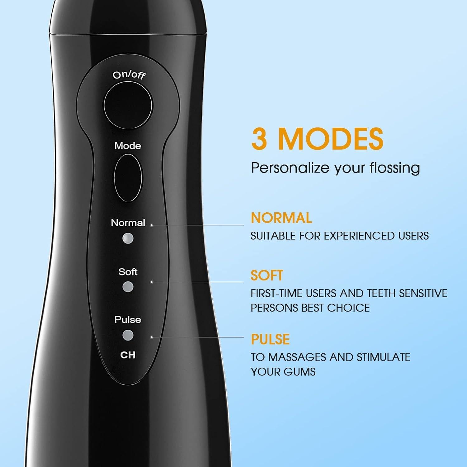 Irrigador Oral Inalámbrico Hangsun HOC760 300ml 8 Puntas Negro