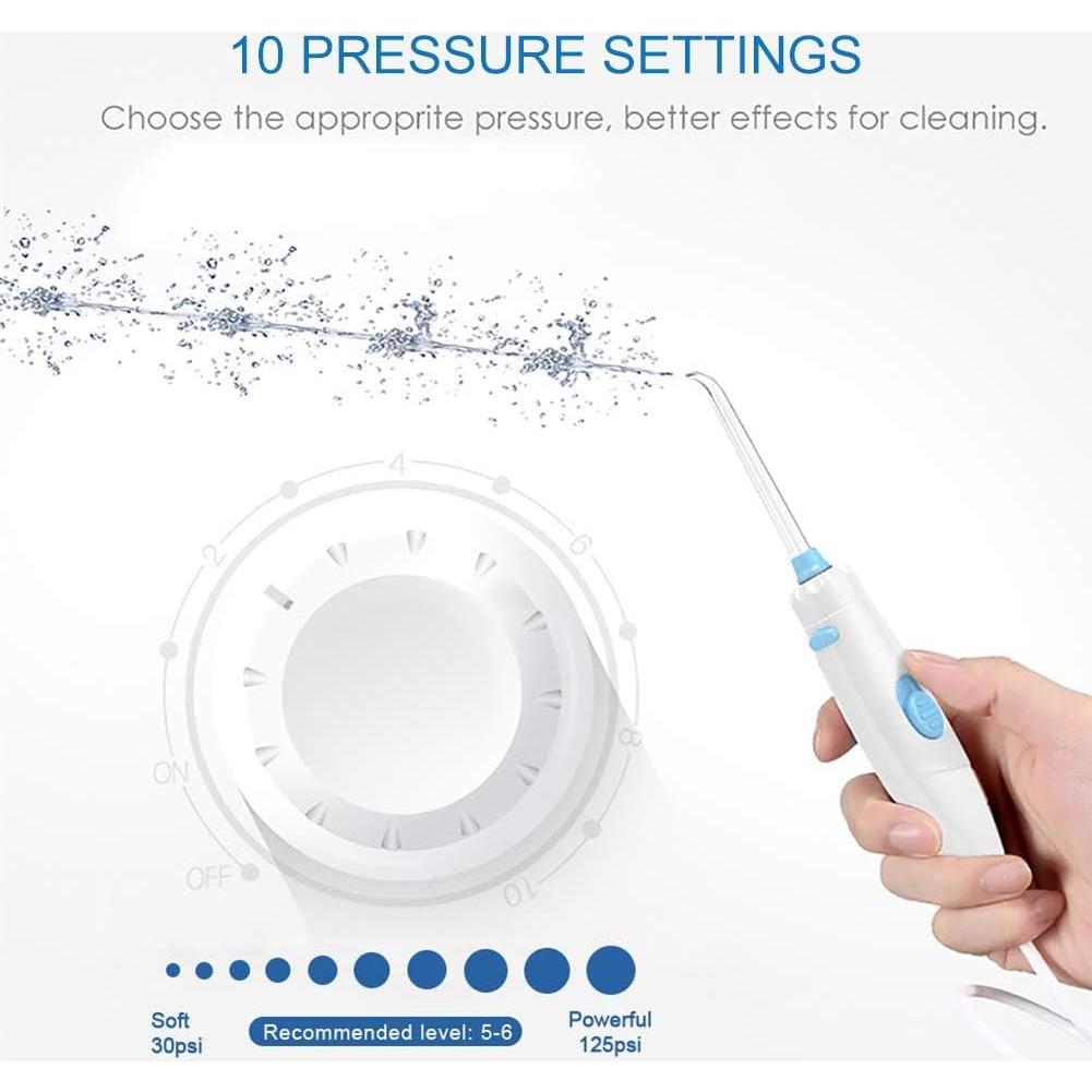 Irrigador Oral TUREWELL 600ML con 10 Presiones Ajustables y 8 Puntas