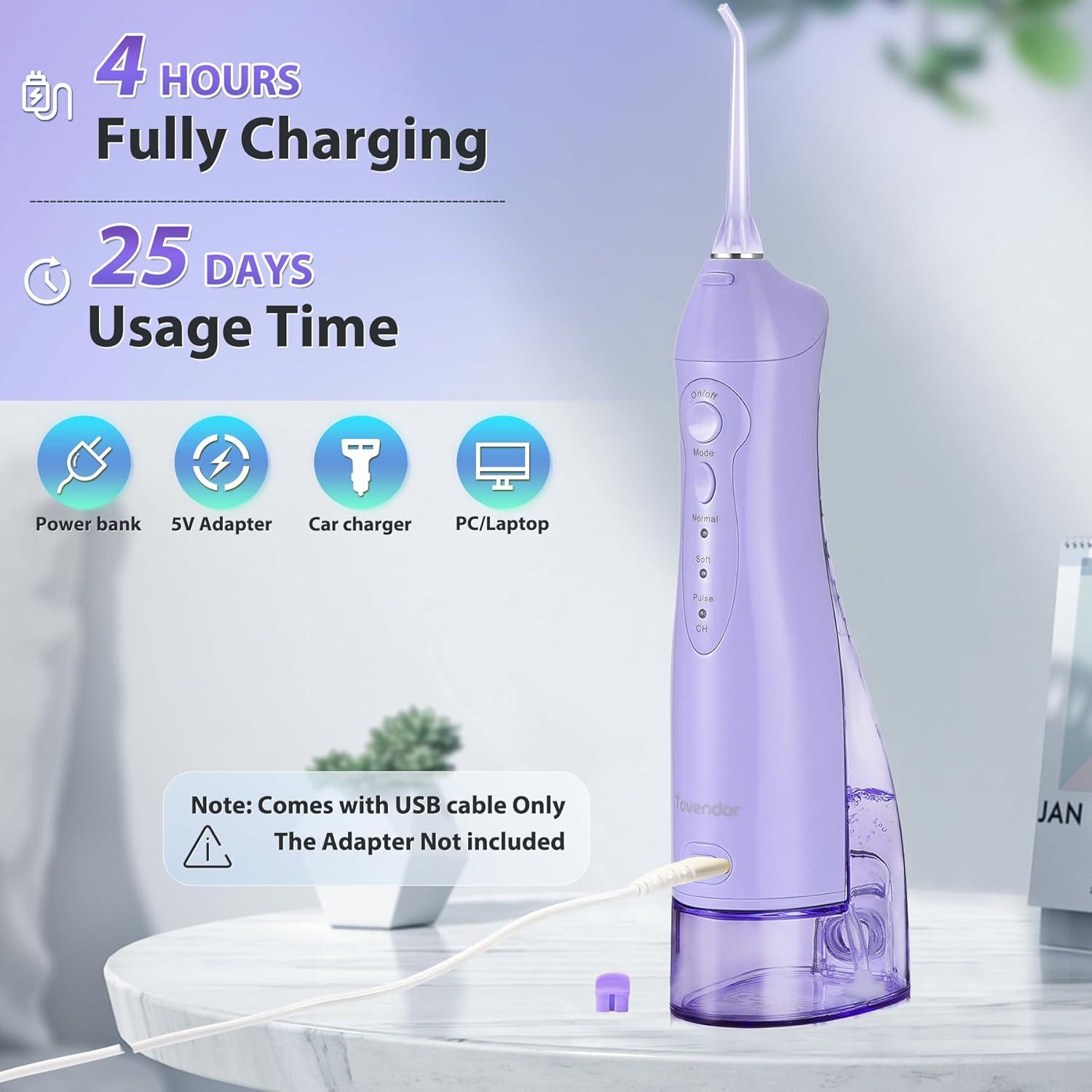 Irrigador Dental Eléctrico TOVENDOR 300ml Inalámbrico IPX7