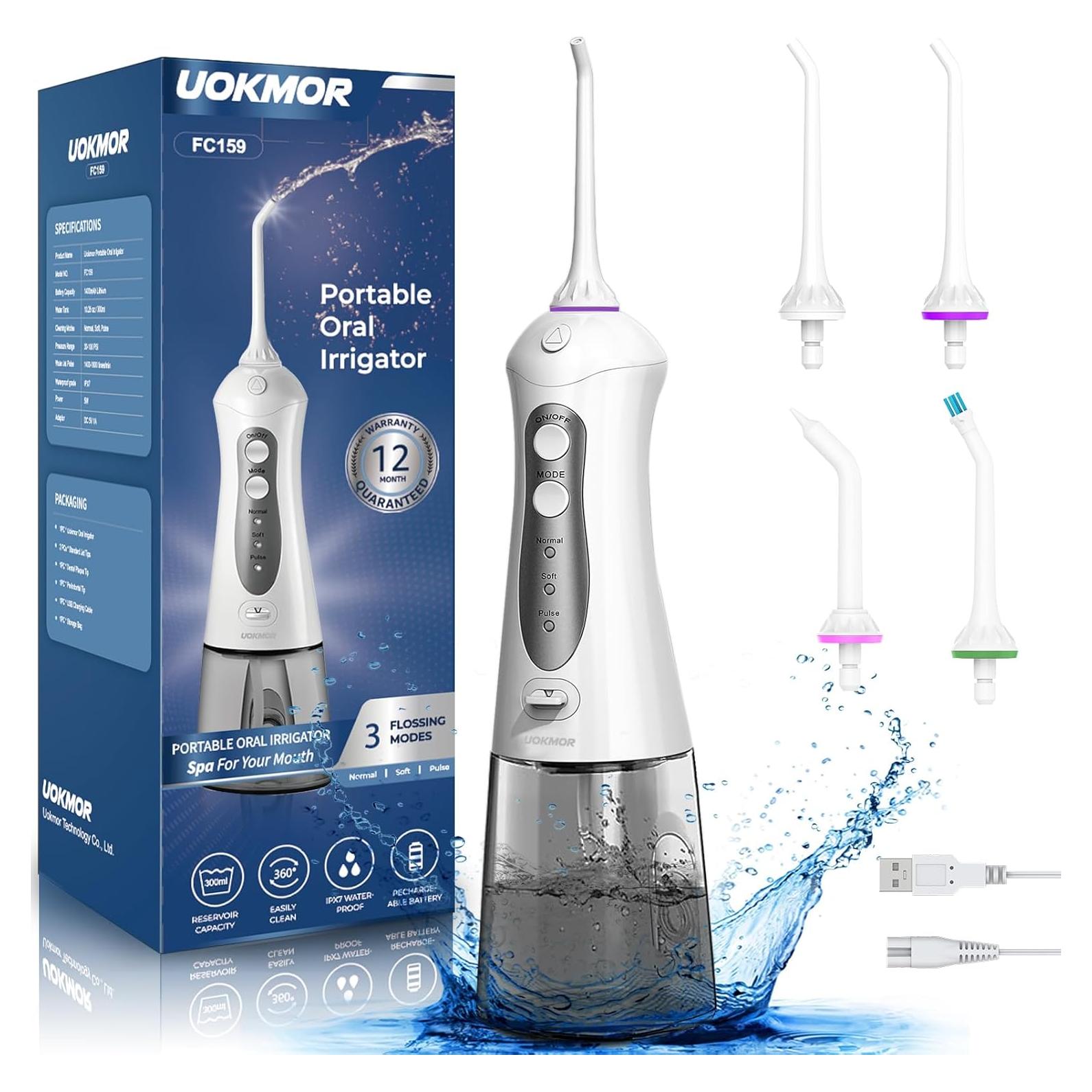 Irrigador Oral Inalámbrico Uokmor 300ml para Viajes