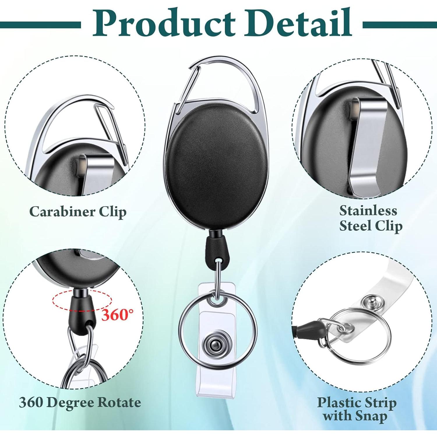 Clip Retráctil de Insignias Yaomiao 100 Piezas Negro