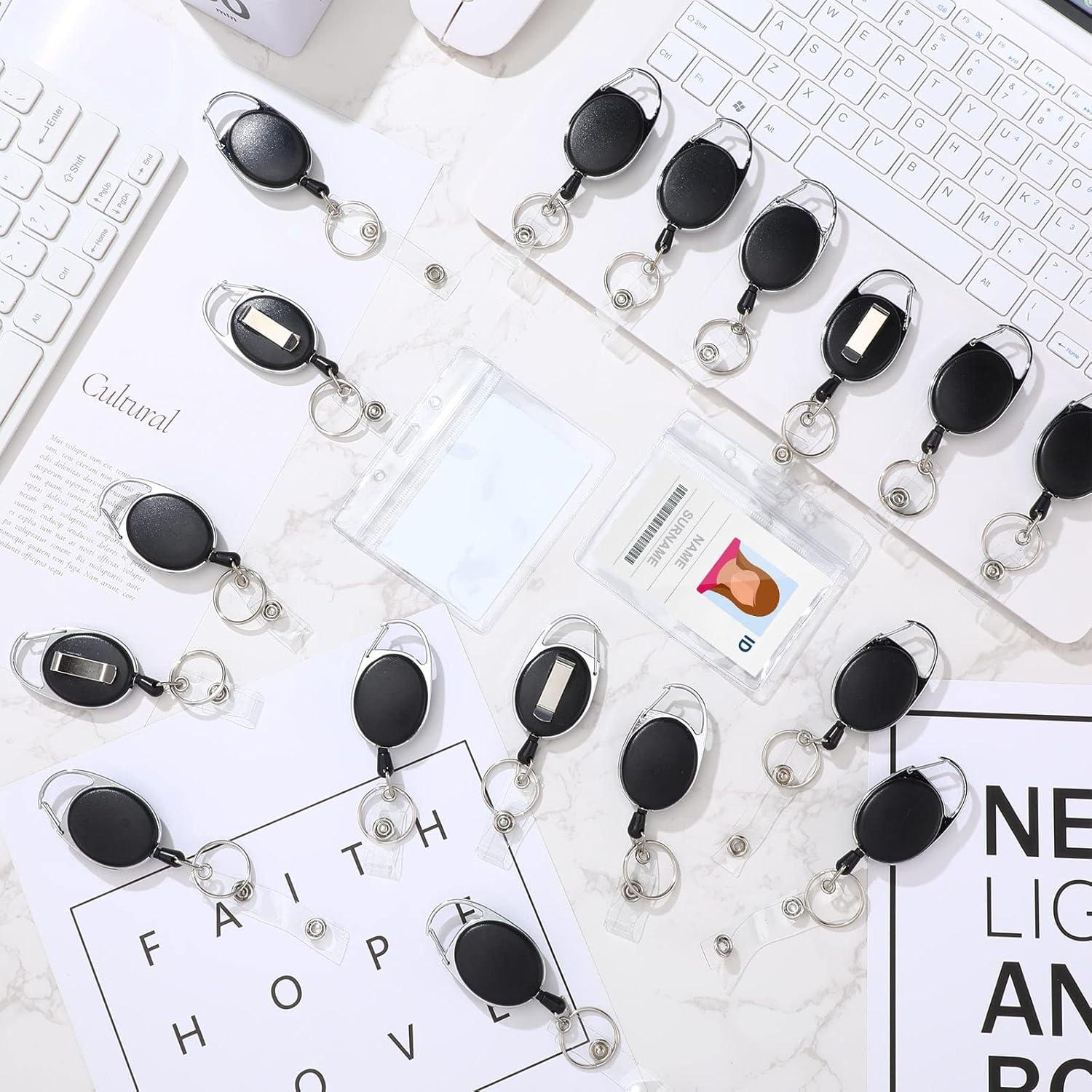 Clip Retráctil de Insignias Yaomiao 100 Piezas Negro