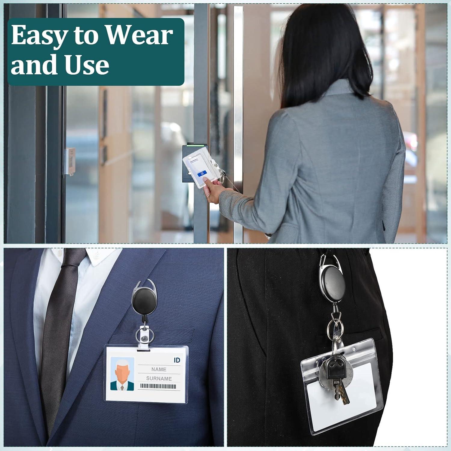 Clip Retráctil de Insignias Yaomiao 100 Piezas Negro