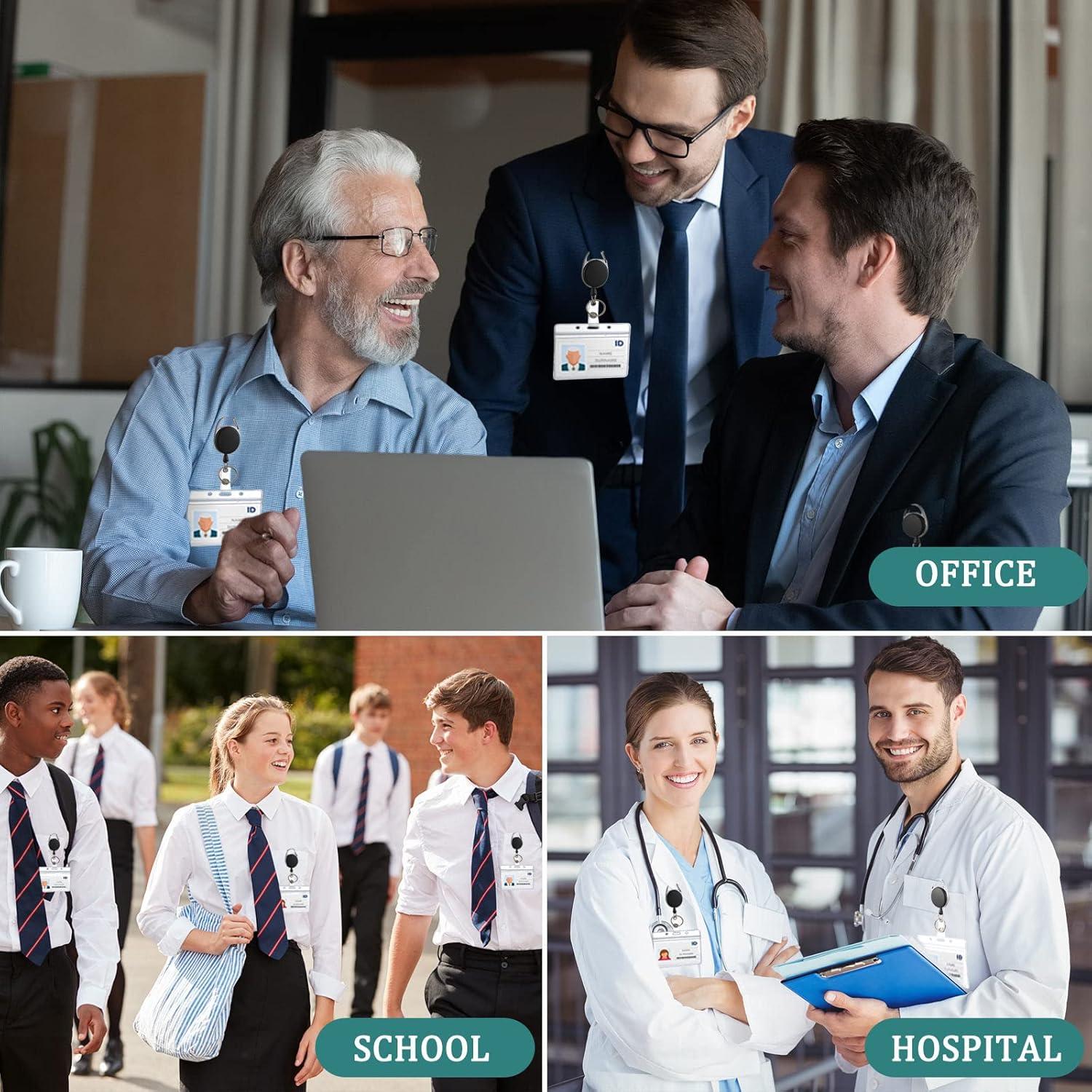 Clip Retráctil de Insignias Yaomiao 100 Piezas Negro