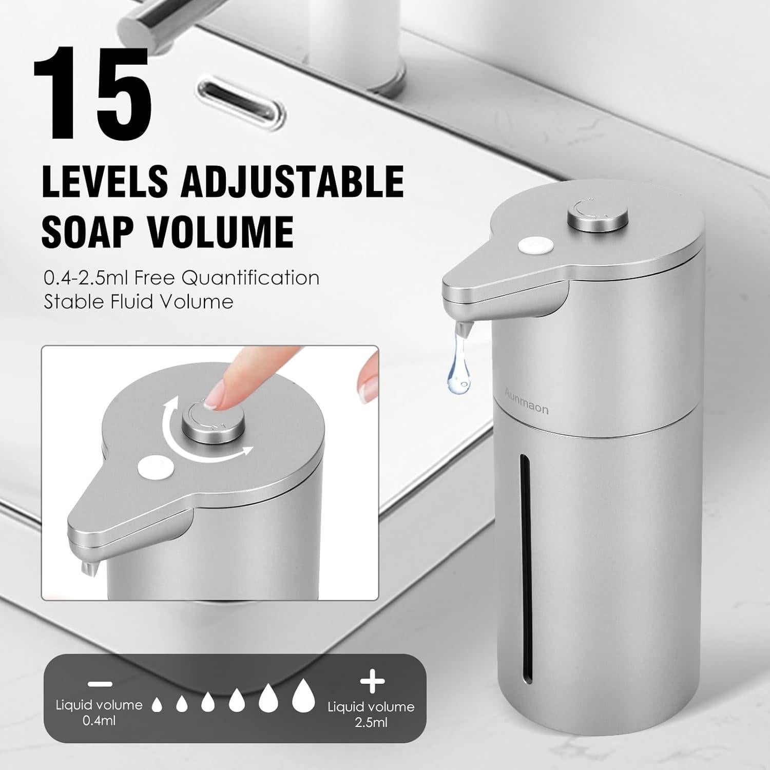 Dispensador de Jabón Automático Aunmaon Plata 300ml Ajustable