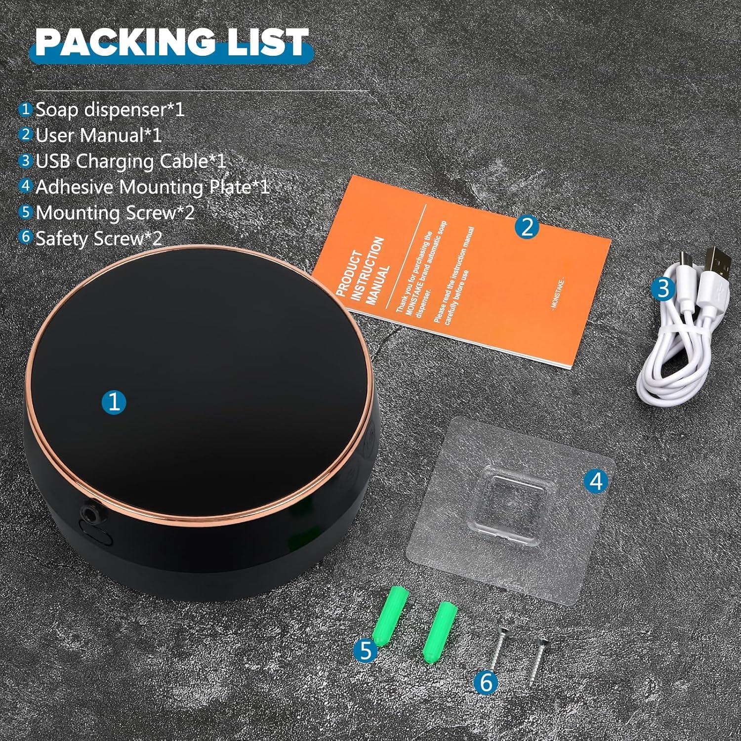 Dispensador Automático de Jabón Espuma Monstake 300ml Negro