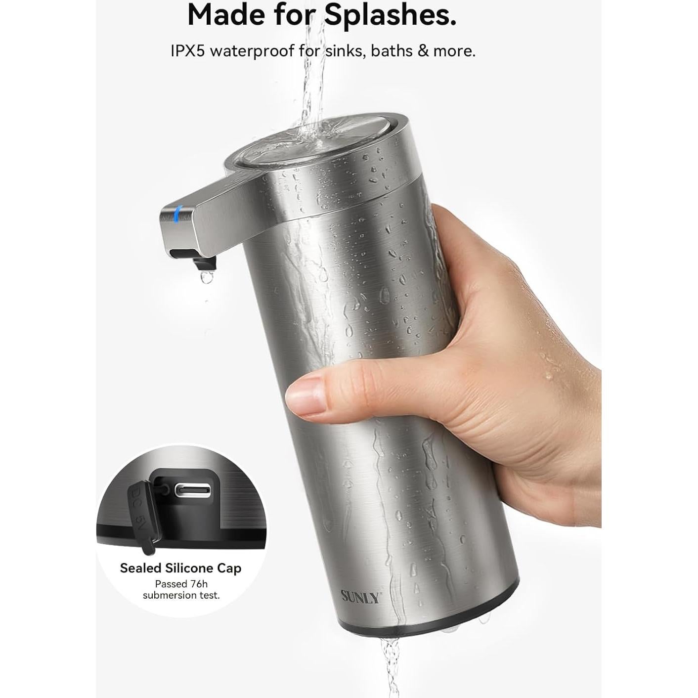 Dispensador Automático de Jabón SUNLY Clearis-L Acero Inoxidable