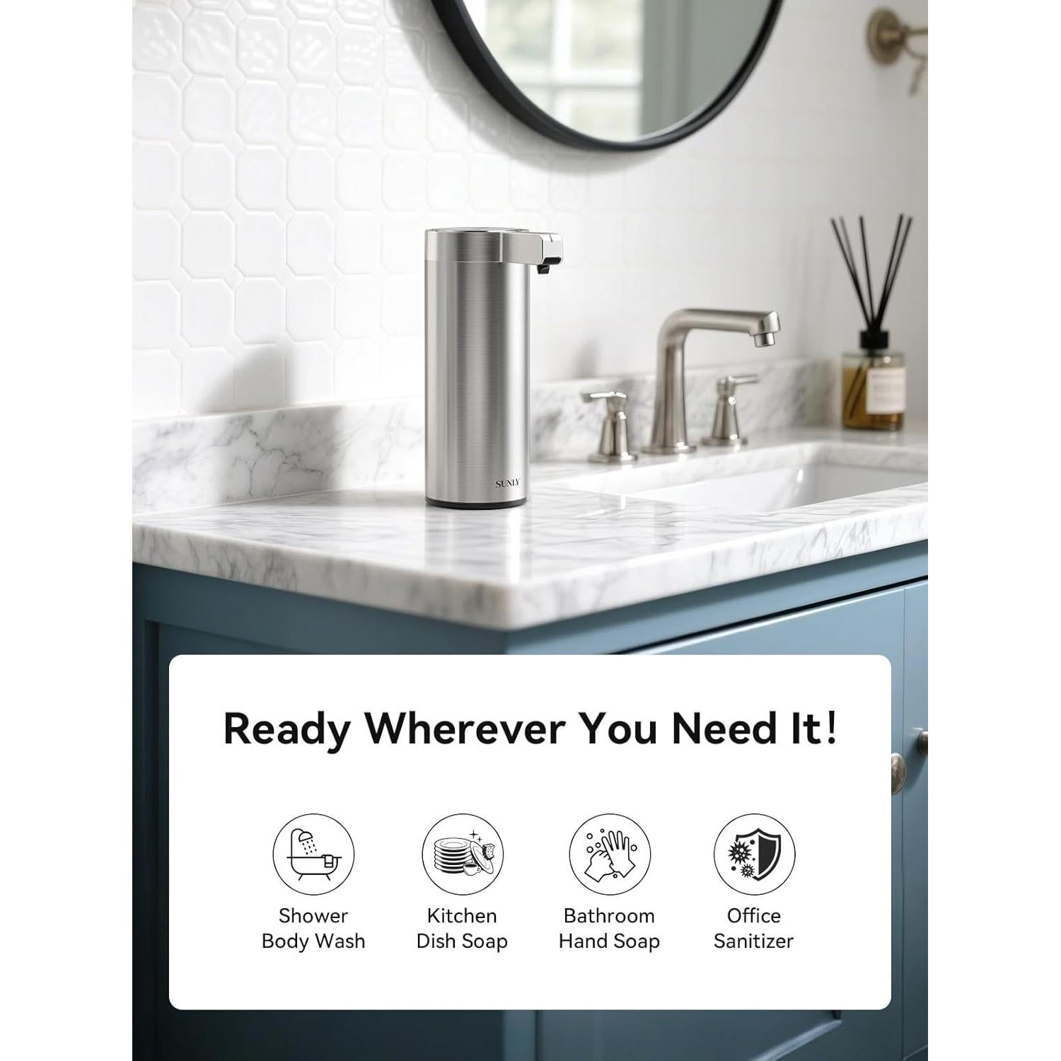 Dispensador Automático de Jabón SUNLY Clearis-L Acero Inoxidable