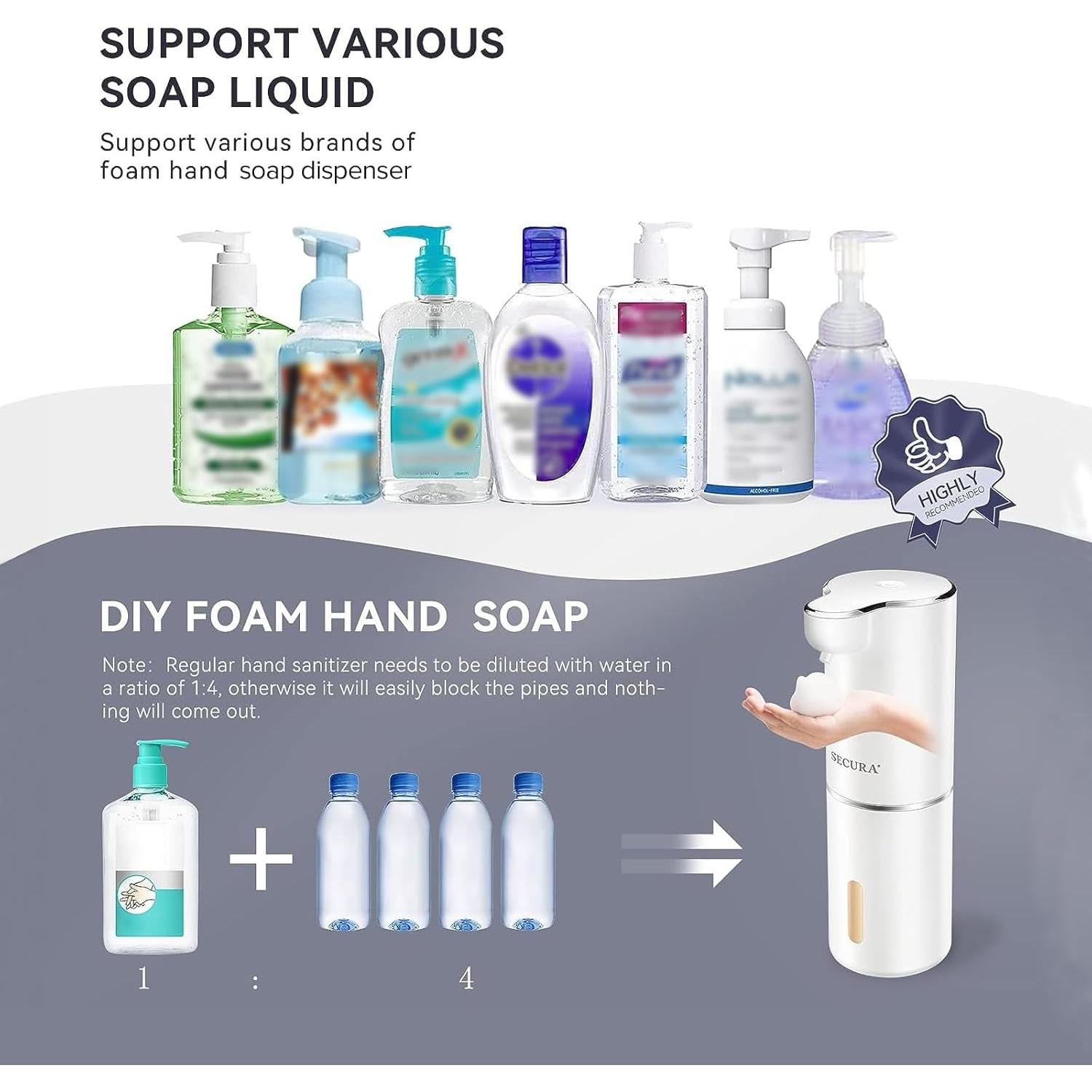 Dispensador Automático de Jabón Espumoso Secura 300ml Blanco