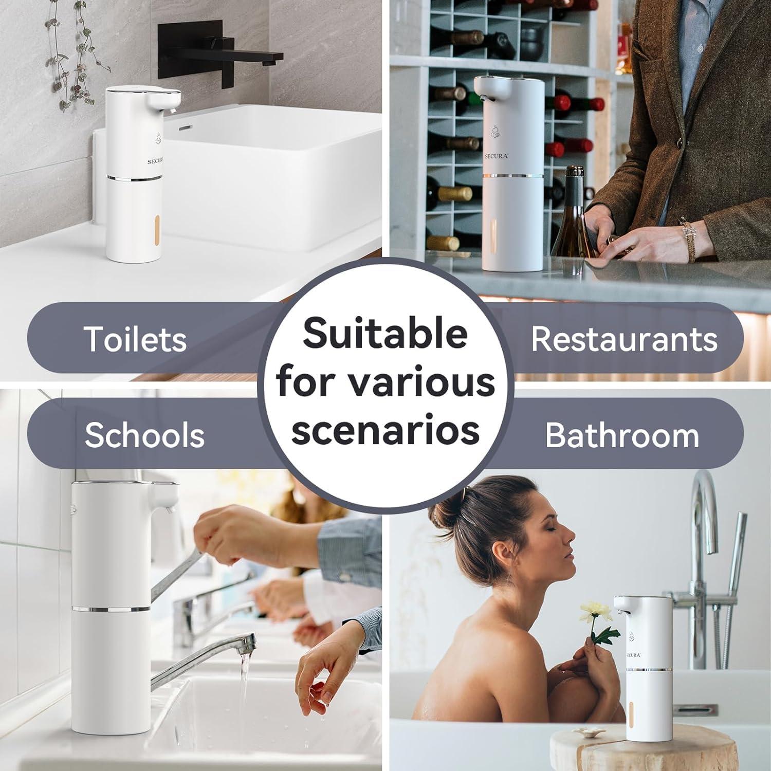 Dispensador Automático de Jabón Espumoso Secura 300ml Blanco