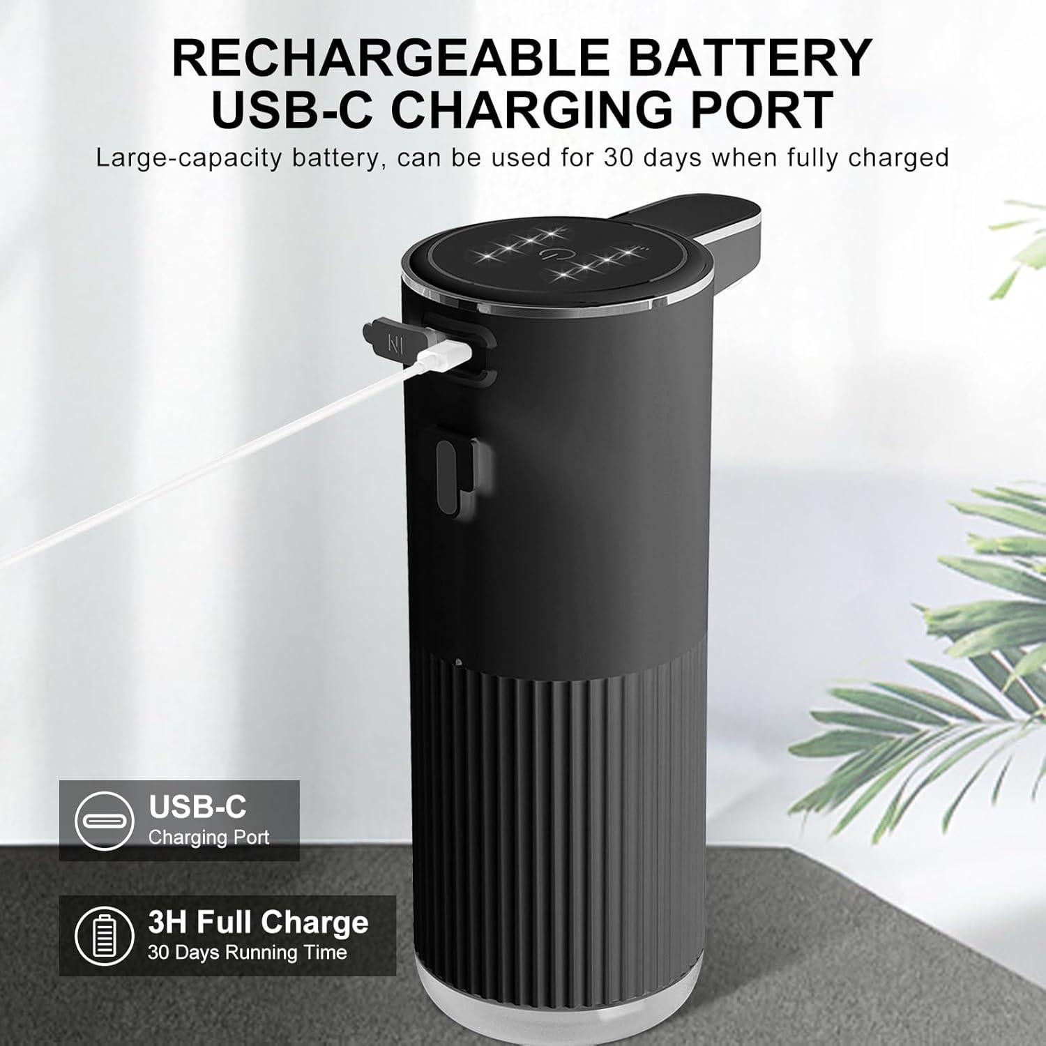 Dispensador de Jabón Automático GuDoQi Negro 360ml 4 Niveles