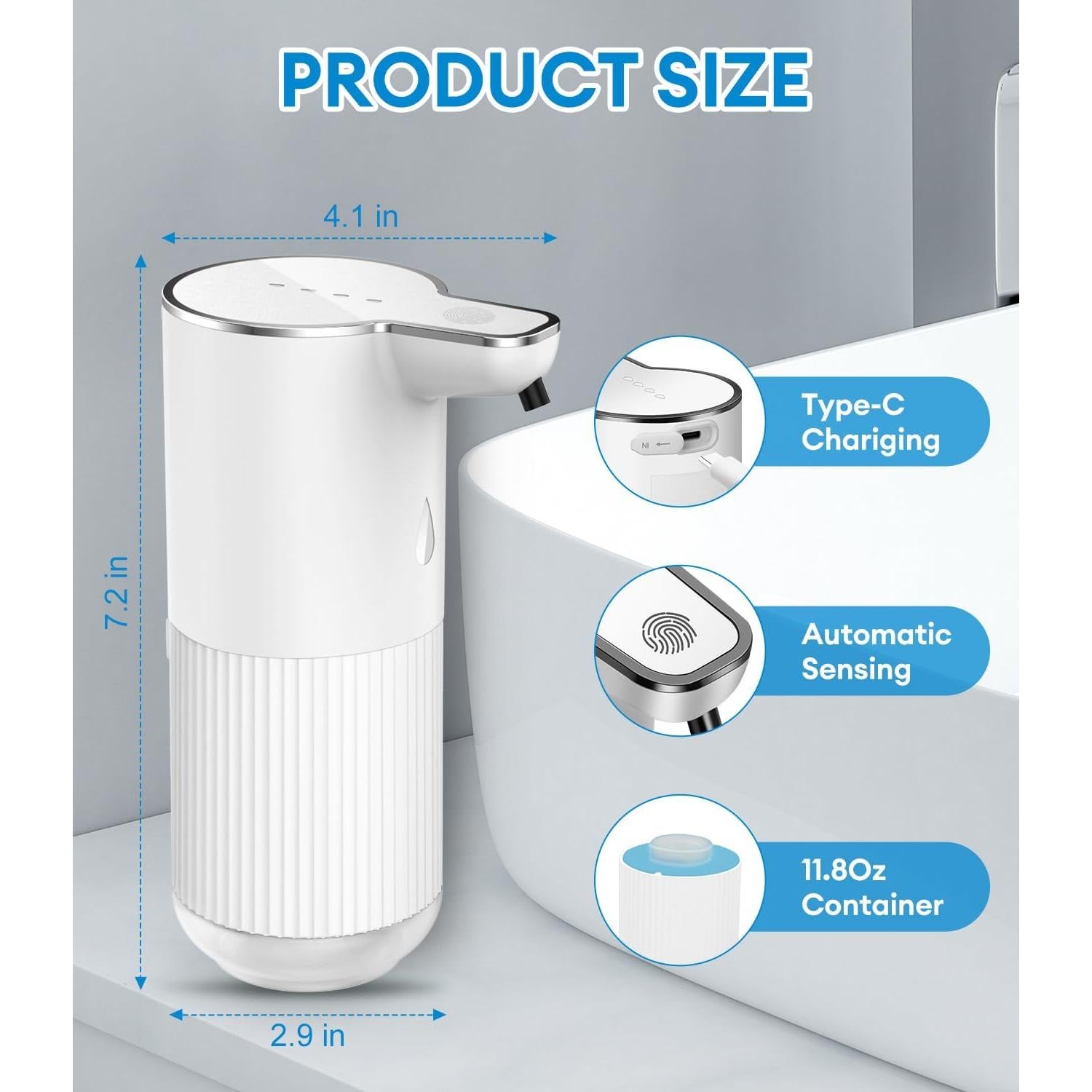Dispensador Automático de Jabón Líquido Qyvorae 335ml Sin Contacto