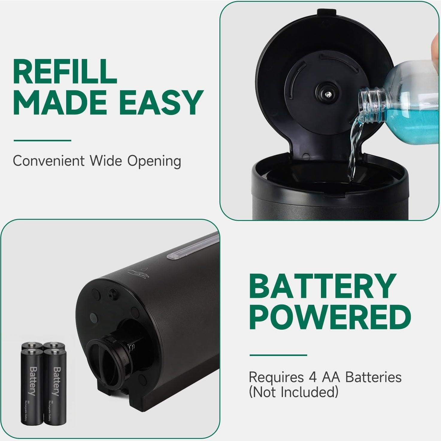 Dispensador Automático de Jabón Líquido AnyDry 739ml Negro