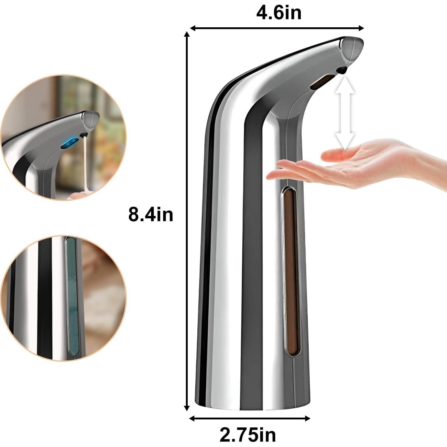 Dispensador de Jabón Automático TUMAN Pro 400ml Plata IPX6