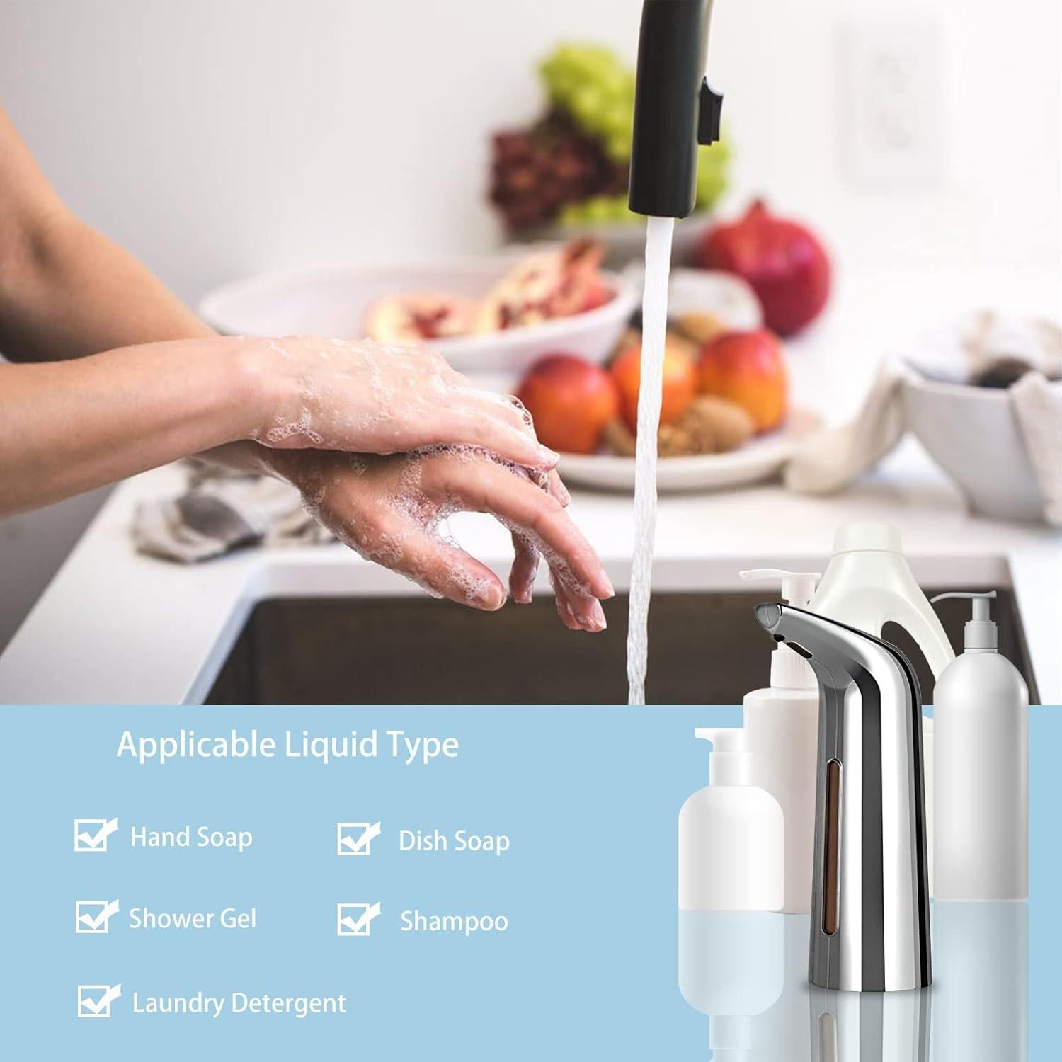 Dispensador de Jabón Automático TUMAN Pro 400ml Plata IPX6