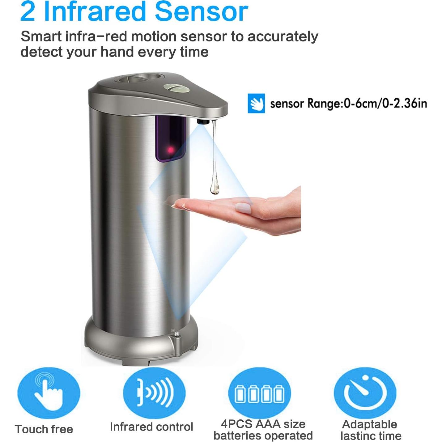 Dispensador Automático de Jabón Infrarrojo Slicillo 280ml Acero Inoxidable