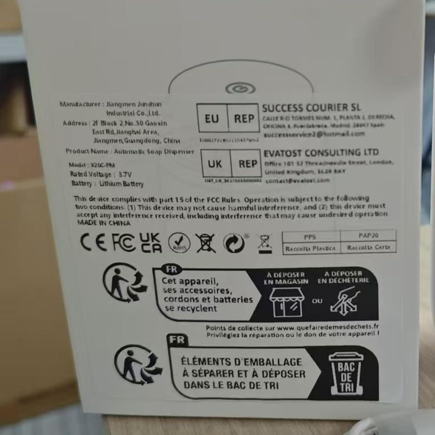 Dispensador Automático de Jabón Espumoso Mamiddle 300ml Negro